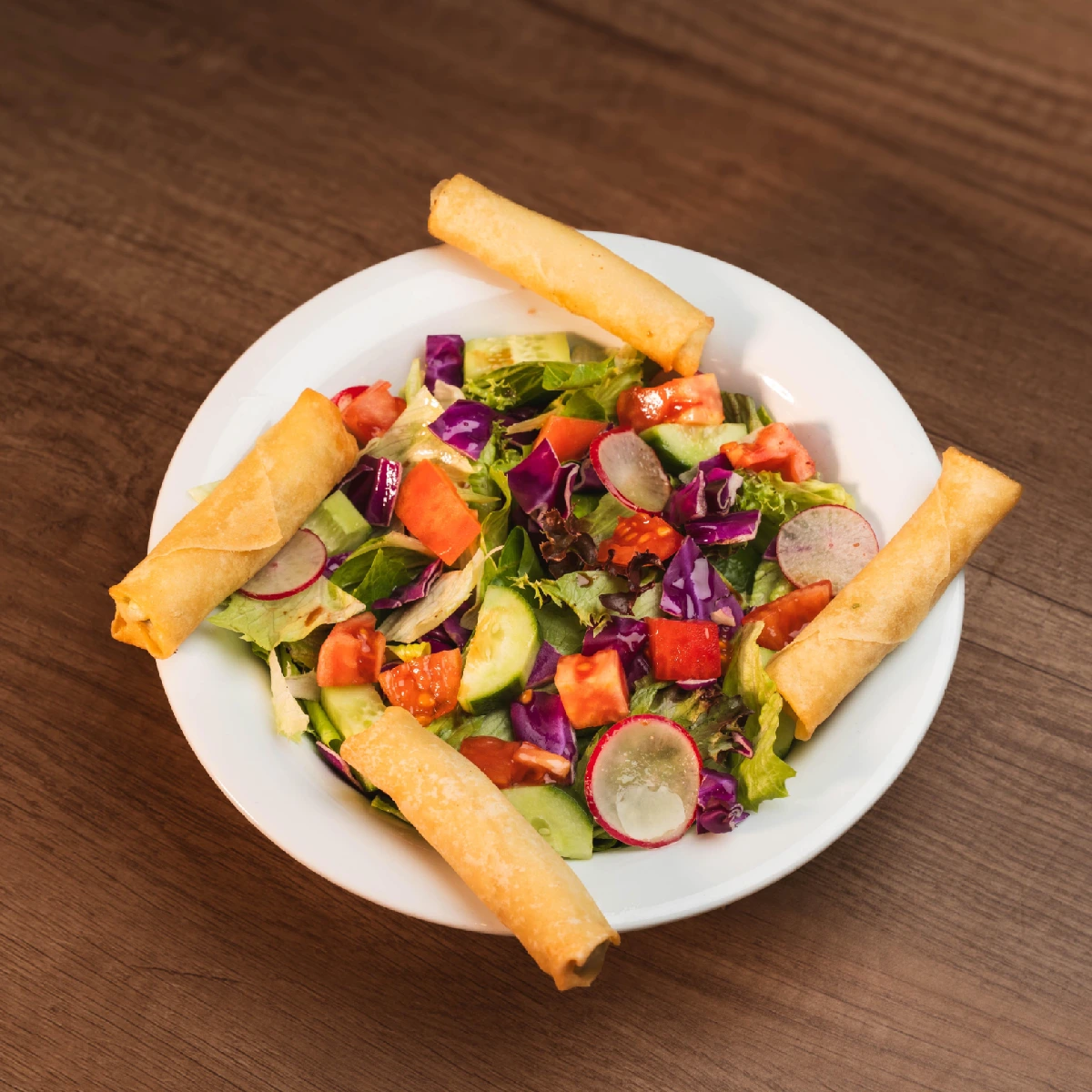 Green Salad With Cheese Rolls